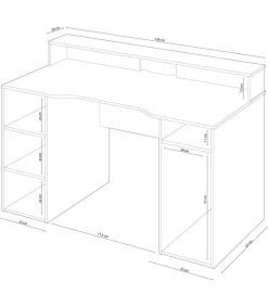 Mesa de ordenador color antracita Gamer gris 88 cm (alto) x 136 cm (ancho) x 67 cm (prof.)