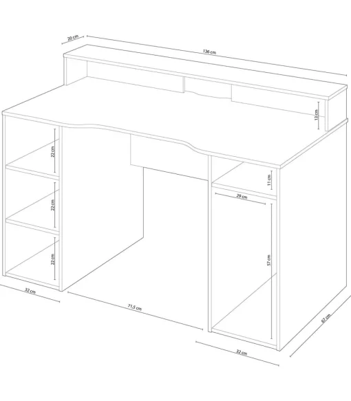 Mesa de ordenador color antracita Gamer gris 88 cm (alto) x 136 cm (ancho) x 67 cm (prof.)