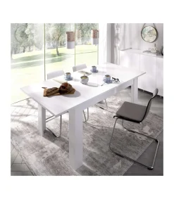 Mesa de salon extensible Baños de la encina en color blanco brillo. 76 cm(alto)140-180 cm(ancho)90 cm(fondo)