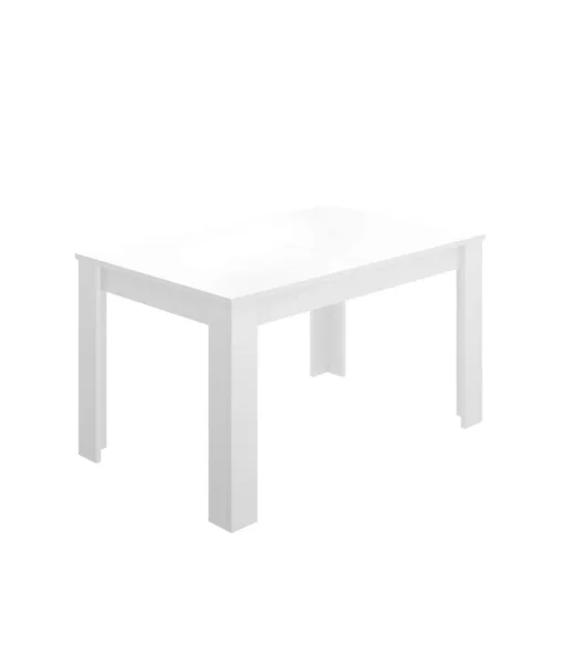 Mesa de salon extensible Baños de la encina en color blanco brillo. 76 cm(alto)140-180 cm(ancho)90 cm(fondo)