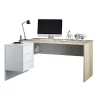 Mesa despacho ordenador Cannes 3 cajones Blanco Artik y Roble Cananadian 73cm(altura) 145cm(ancho) 108cm(fondo).