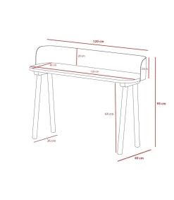 Mesa estudio Mod-634 acabado en color blanco, 40 x 120 x 95 cm (fondo x ancho x alto)