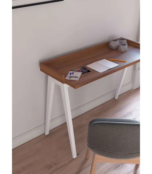 Mesa estudio Mod-Nairobi acabado nogal/blanco, 47 x 110 x 81 cm (fondo x ancho x alto)