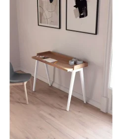 Mesa estudio Mod-Nairobi acabado nogal/blanco, 47 x 110 x 81 cm (fondo x ancho x alto)
