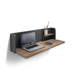 Mesa estudio para colgar Mod-Roman acabado nogal/grafito, 35 x 90 x 25 cm (fondo x ancho x alto)