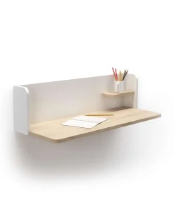 Mesa estudio para colgar Mod-Roman acabado roble/blanco, 35 x 90 x 25 cm (fondo x ancho x alto)