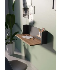 Mesa estudio para colgar Mod-Roman acabado nogal/grafito, 35 x 90 x 25 cm (fondo x ancho x alto)