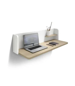 Mesa estudio para colgar Mod-Roman acabado roble/blanco, 35 x 90 x 25 cm (fondo x ancho x alto)