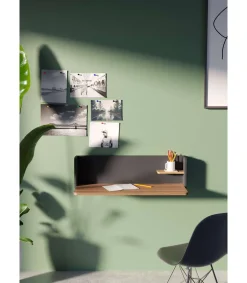 Mesa estudio para colgar Mod-Roman acabado nogal/grafito, 35 x 90 x 25 cm (fondo x ancho x alto)