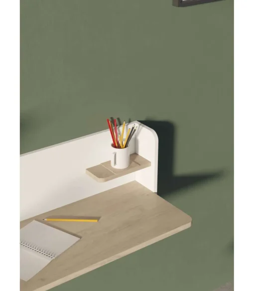 Mesa estudio para colgar Mod-Roman acabado roble/blanco, 35 x 90 x 25 cm (fondo x ancho x alto)