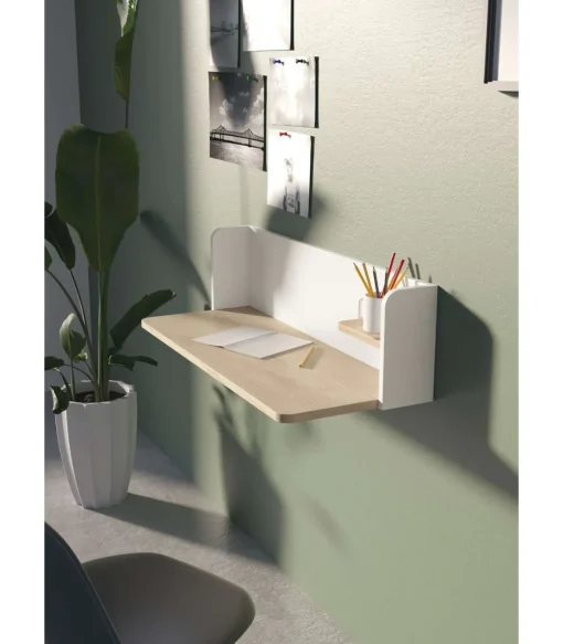Mesa estudio para colgar Mod-Roman acabado roble/blanco, 35 x 90 x 25 cm (fondo x ancho x alto)