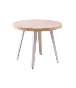 Mesa fija Berg roble Nordish patas metálicas blancas 76 cm(alto) 100cm(ancho) 100 cm(largo)