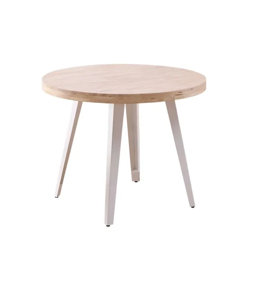 Mesa fija Berg roble Nordish patas metálicas blancas 76 cm(alto) 100cm(ancho) 100 cm(largo)