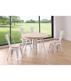Mesa fija Berg roble Nordish patas metálicas blancas 76 cm(alto) 100cm(ancho) 100 cm(largo)