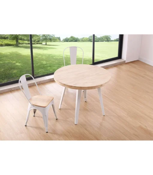 Mesa fija Berg roble Nordish patas metálicas blancas 76 cm(alto) 100cm(ancho) 100 cm(largo)