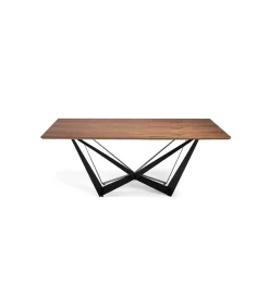 Mesa fija rectangular Amira acabada en nogal, 200 x 100 x 75 cm (largo x ancho x alto)
