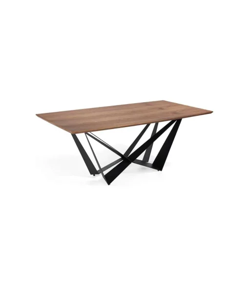 Mesa fija rectangular Amira acabada en nogal, 200 x 100 x 75 cm (largo x ancho x alto)
