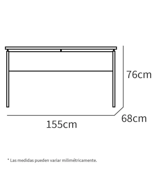Mesa oficina o despacho Rivoli acabado roble cambrian, 76cm(alto) 155cm(ancho) 68cm(fondo)