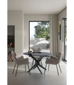 Mesa para comedor redonda fija Md-Jimena acabado gris, 120cm(ancho) 76cm(altura) 120cm(fondo).