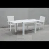 Mesa para terraza jardín extensible aluminio blanco Mantua-100, (Ancho-Fondo-Alto): 100/200x90x77cm.
