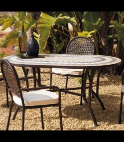Mesa para terraza jardín mosaico Laredo-150, (ancho-fondo-alto): 150x90x75H cm.