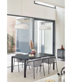 Mesa rectangular para cocina o comedor modelo Atlas acabado negro, 100cm(ancho) 75cm(alto) 180cm(largo)