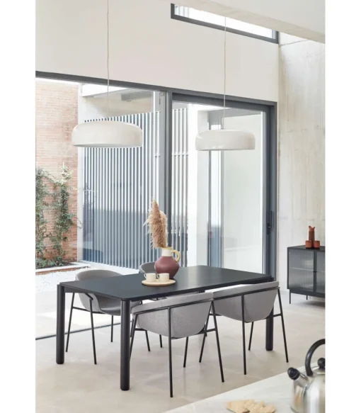 Mesa rectangular para cocina o comedor modelo Atlas acabado negro, 100cm(ancho) 75cm(alto) 180cm(largo)