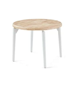 Mesa redonda extensible Moon acabado roble nordish/blanco, 76cm(alto) 100/140/180cm(ancho) 100cm(largo)