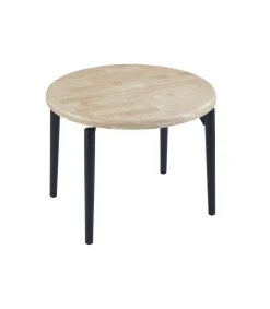 Mesa redonda extensible Moon acabado roble nordish/negro, 76cm(alto) 100/140/180cm(ancho) 100cm(largo)