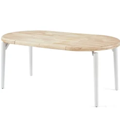 Mesa redonda extensible Moon acabado roble nordish/blanco, 76cm(alto) 100/140/180cm(ancho) 100cm(largo)