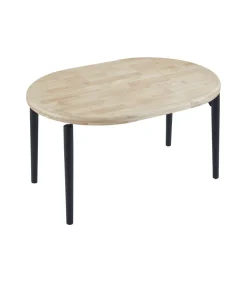 Mesa redonda extensible Moon acabado roble nordish/negro, 76cm(alto) 100/140/180cm(ancho) 100cm(largo)