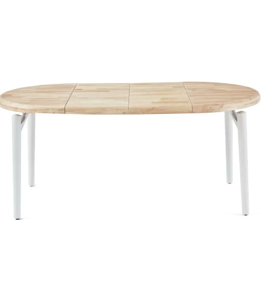 Mesa redonda extensible Moon acabado roble nordish/blanco, 76cm(alto) 100/140/180cm(ancho) 100cm(largo)