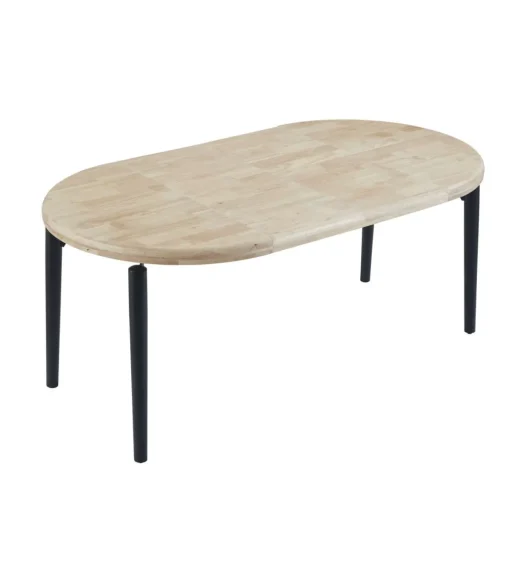 Mesa redonda extensible Moon acabado roble nordish/negro, 76cm(alto) 100/140/180cm(ancho) 100cm(largo)
