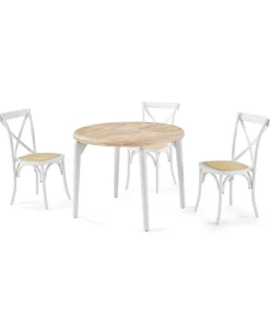 Mesa redonda extensible Moon acabado roble nordish/blanco, 76cm(alto) 100/140/180cm(ancho) 100cm(largo)