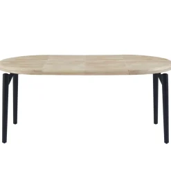 Mesa redonda extensible Moon acabado roble nordish/negro, 76cm(alto) 100/140/180cm(ancho) 100cm(largo)