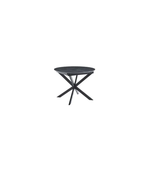 Mesa redonda extensible Vulcano acabado negro, 75cm(alto) 100-140cm(ancho) 100cm(largo)