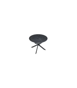 Mesa redonda extensible Vulcano acabado negro, 75cm(alto) 100-140cm(ancho) 100cm(largo)