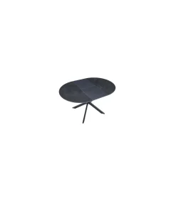 Mesa redonda extensible Vulcano acabado negro, 75cm(alto) 100-140cm(ancho) 100cm(largo)