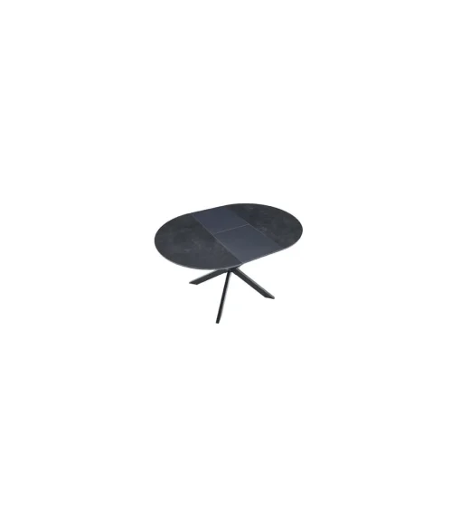 Mesa redonda extensible Vulcano acabado negro, 75cm(alto) 100-140cm(ancho) 100cm(largo)