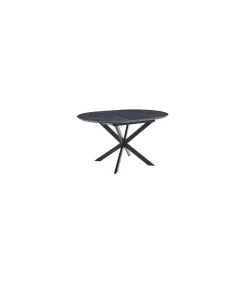 Mesa redonda extensible Vulcano acabado negro, 75cm(alto) 100-140cm(ancho) 100cm(largo)