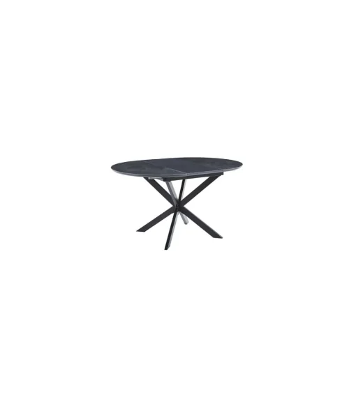 Mesa redonda extensible Vulcano acabado negro, 75cm(alto) 100-140cm(ancho) 100cm(largo)