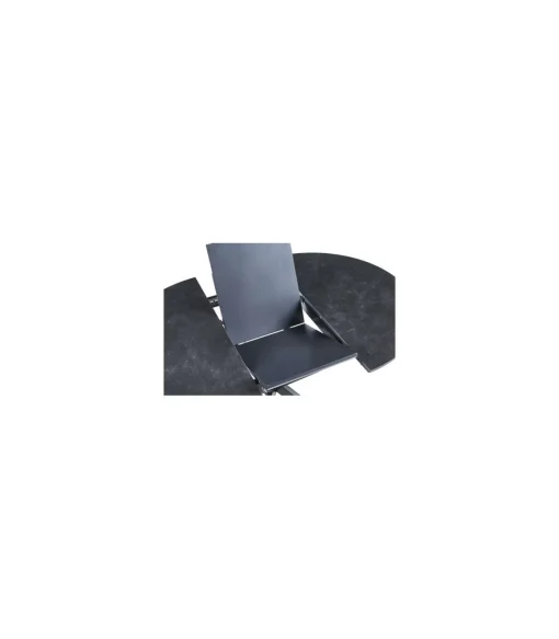 Mesa redonda extensible Vulcano acabado negro, 75cm(alto) 100-140cm(ancho) 100cm(largo)