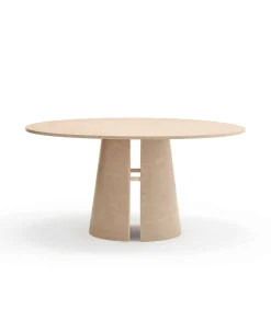 Mesa redonda para cocina o comedor modelo Cep acabado natural claro, 157cm(ancho) 75cm(alto) 157cm (largo)