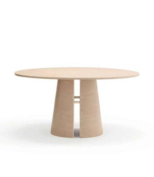 Mesa redonda para cocina o comedor modelo Cep acabado natural claro, 157cm(ancho) 75cm(alto) 157cm (largo)