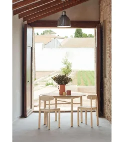 Mesa redonda para cocina o comedor modelo Junco acabado natural, 120cm(ancho) 75cm(alto) 120cm (largo)