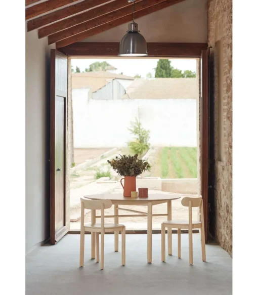 Mesa redonda para cocina o comedor modelo Junco acabado natural, 120cm(ancho) 75cm(alto) 120cm (largo)