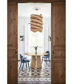 Mesa redonda para cocina o comedor modelo Cep acabado natural, 137cm(ancho) 75cm(alto) 137cm (largo)
