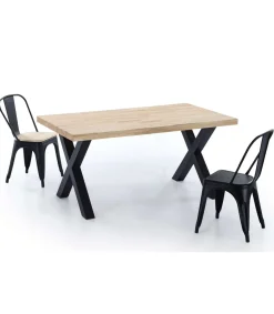 Mesa salon fija X-Loft-160 acabado roble nordish/negro, 76 cm(alto)160 cm(ancho)90 cm(largo)