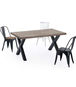 Mesa salon fija X-Loft-160 acabado roble american/negro, 76 cm(alto)160 cm(ancho)90 cm(largo)
