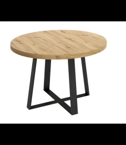 Mesa salon redonda extensible Rin acabado Nordic, 75 cm(alto)110-158 cm(ancho)110 cm(largo)
